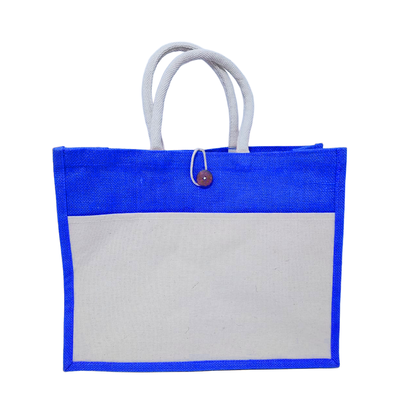 A3 Colourful Jute Bag with Off-White Front Pocket