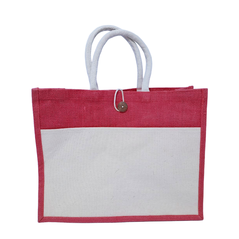 A3 Colourful Jute Bag with Off-White Front Pocket