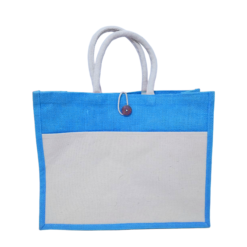 A3 Colourful Jute Bag with Off-White Front Pocket