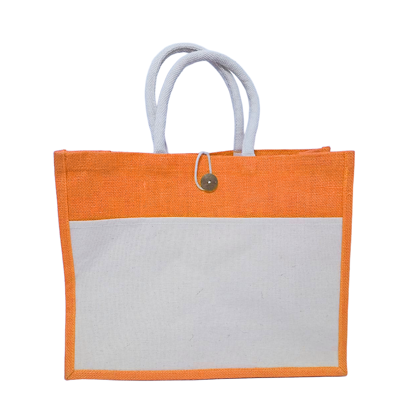 A3 Colourful Jute Bag with Off-White Front Pocket