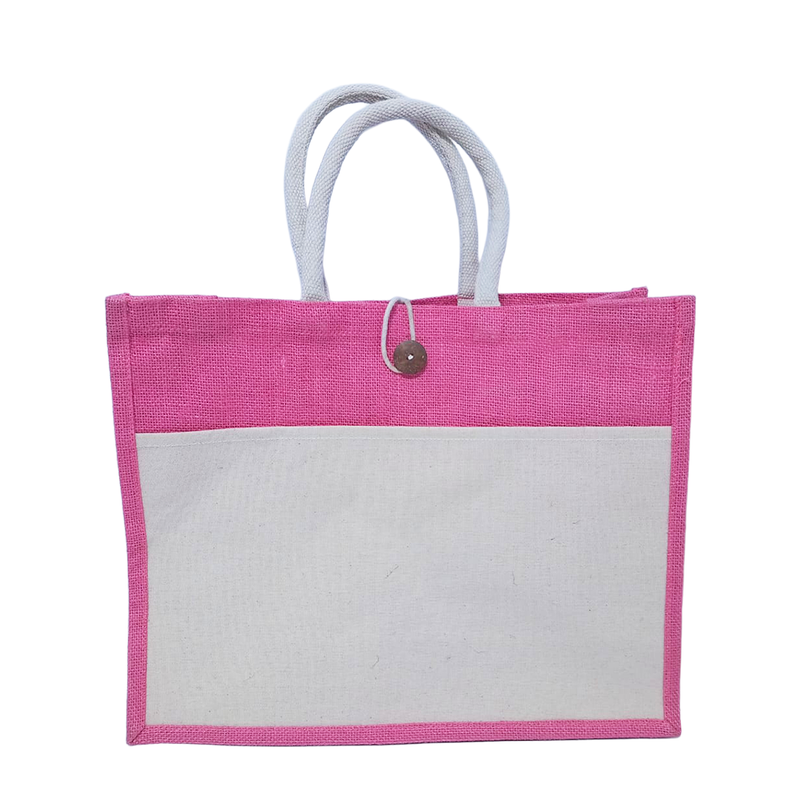 A3 Colourful Jute Bag with Off-White Front Pocket